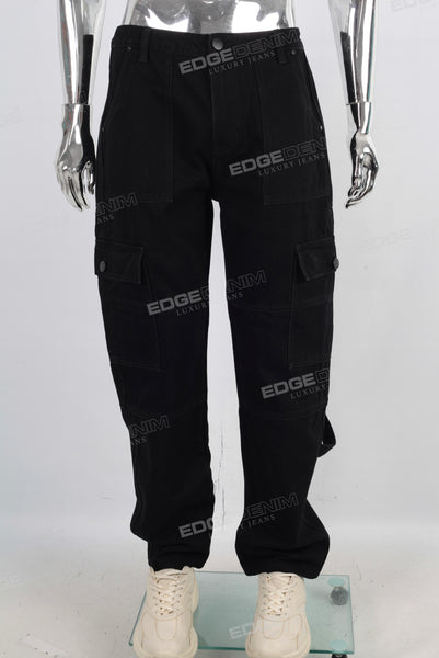 Black cargo straight jeans