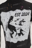 Black digital print patchwork paint splatters T shirt and  hat