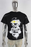 Black digital print slim fit t shirt