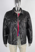 Black waxed slim fit jacket