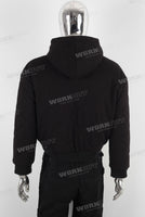 Black embroidered digital print hoodie