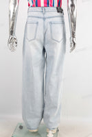 Blue straight acid washed jeans