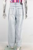 Blue straight acid washed jeans