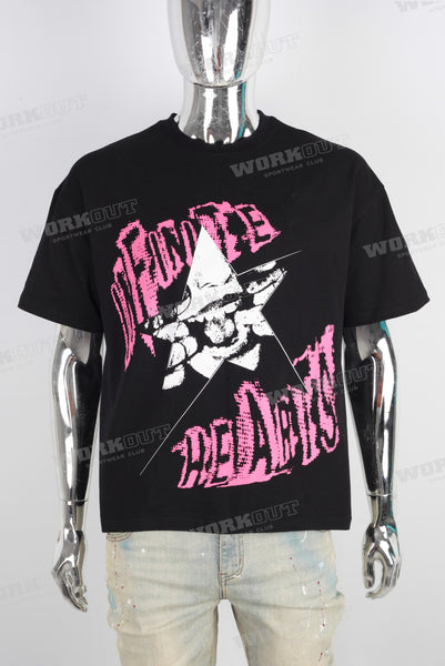 Black screen print t shirt