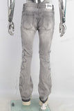 Grey patchwork rhinestone jeans