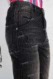 Black damaged straight jeans