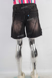 Acid washed patchwork short