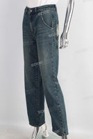 Blue acid washed straight jeans