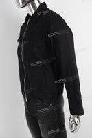 Black zip up denim jacket