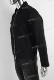 Black zip up denim jacket