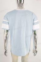Blue digital print patchworkt shirt