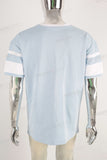 Blue digital print patchworkt shirt