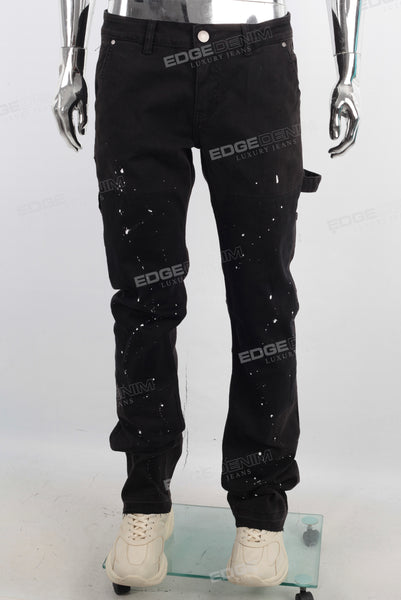 Black paint splatters patchwork jeans