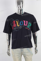Black heavyweight digital print T shirt