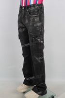 Black wax damaged cargo jeans