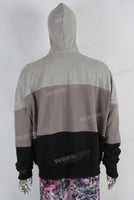 Grey patchwork zip up hooded jacket