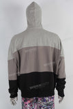 Grey patchwork zip up hooded jacket