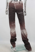 Digital print stack zip up jeans women