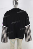 Black digital print patchwork long shirt