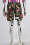 Camouflage patchwork cargo shorts
