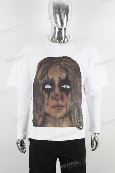 White heavyweight digital print t shirt