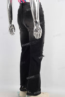 Black damaged straight jeans