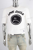 White screen print patchwork t shirt