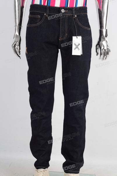 Black slim fit patchwork denim jeans