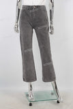 Brown digital print straight jeans women