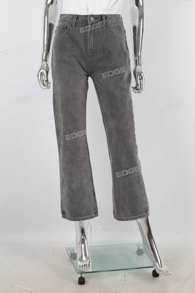 Brown digital print straight jeans women