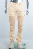 Yellow paint splatters cargo patchwork jeans