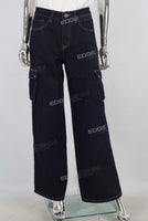 Blue cargo straight jeans women