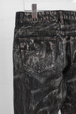 Black baggy acid washed raw hem jeans