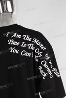 Black oversize patchwork digital print t shirt