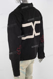 Black patchwork zip up jacket