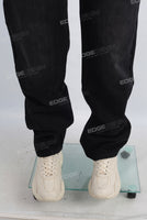 Black acid washed baggy jeans