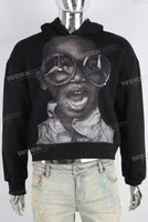Black oversize digital print hoodie
