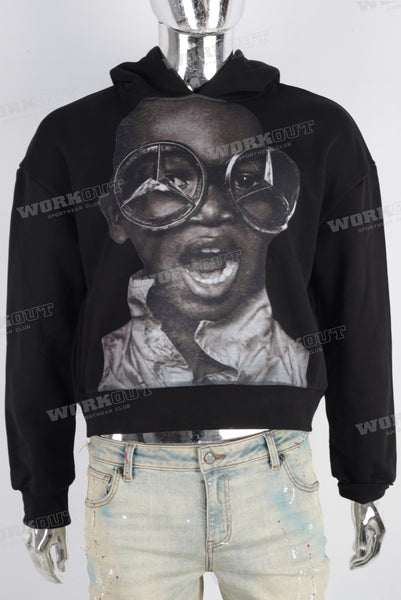 Black oversize digital print hoodie