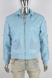 Blue leather patchwork jacket