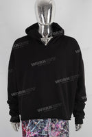 Heavyweight patchwork raw hem hoodie