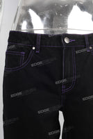 Black purple edge straight jeans