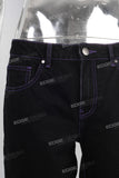 Black purple edge straight jeans