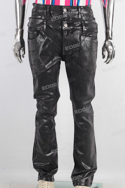 Black double wax skinny jeans
