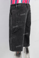 Black acid washed shorts