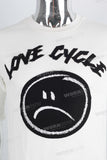 White screen print patchwork t shirt
