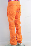 Orange damaged boot cut jeans