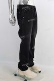 Black acid washed baggy jeans
