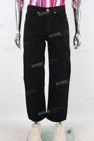 Black embroidered straight jeans