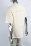 Cream Slim Fit Puff Print T shirt men