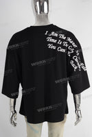 Black oversize patchwork digital print t shirt